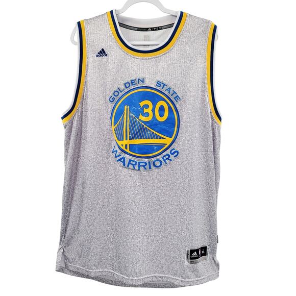 Adidas Golden State Warriors Stephen Curry 30 NBA Jersey Gray Multicolored Sz XL - Picture 1 of 9